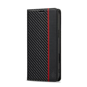 For iPhone 16 Pro LC.IMEEKE Carbon Fiber Leather Phone Case(Vertical Black)