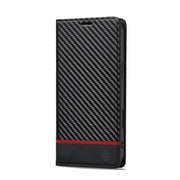 For iPhone 16 LC.IMEEKE Carbon Fiber Leather Phone Case(Horizontal Black)