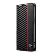 For iPhone 16e LC.IMEEKE Carbon Fiber Leather Phone Case(Vertical Black)