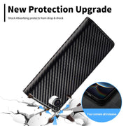 For iPhone 16e LC.IMEEKE Carbon Fiber Leather Phone Case(Vertical Black)