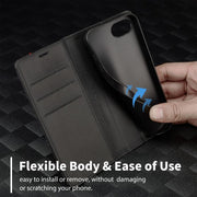 For iPhone 16e LC.IMEEKE Carbon Fiber Leather Phone Case(Vertical Black)