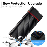 For iPhone 16e LC.IMEEKE Carbon Fiber Leather Phone Case(Horizontal Black)