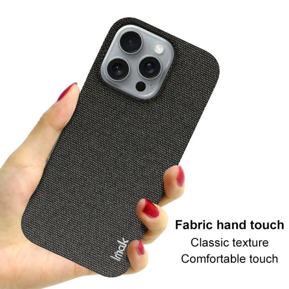For iPhone 16 Pro Max imak Ruiyi Series Cloth Texture PU + PC Phone Case(Black)