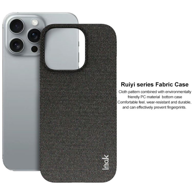 For iPhone 16 Pro Max imak Ruiyi Series Cloth Texture PU + PC Phone Case(Black)