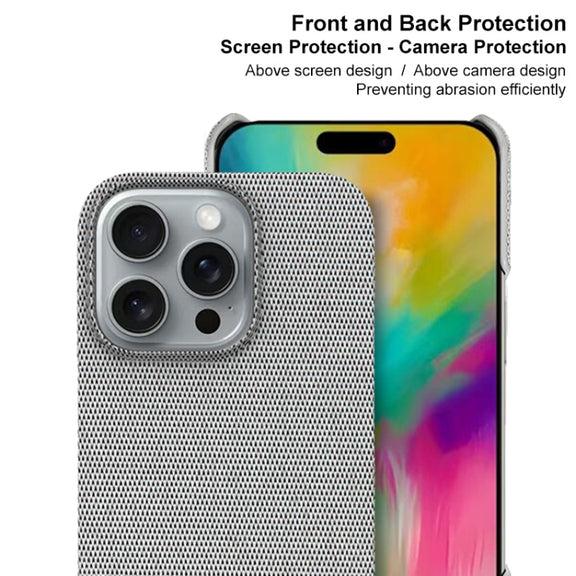 For iPhone 16 Pro Max imak Ruiyi Series Cloth Texture PU + PC Phone Case(Light Grey)