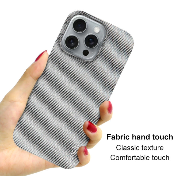 For iPhone 16 Pro Max imak Ruiyi Series Cloth Texture PU + PC Phone Case(Light Grey)