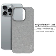 For iPhone 16 Pro Max imak Ruiyi Series Cloth Texture PU + PC Phone Case(Light Grey)