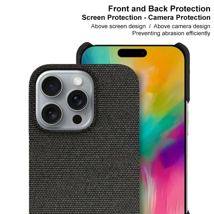 For iPhone 16 Pro imak Ruiyi Series Cloth Texture PU + PC Phone Case(Black)