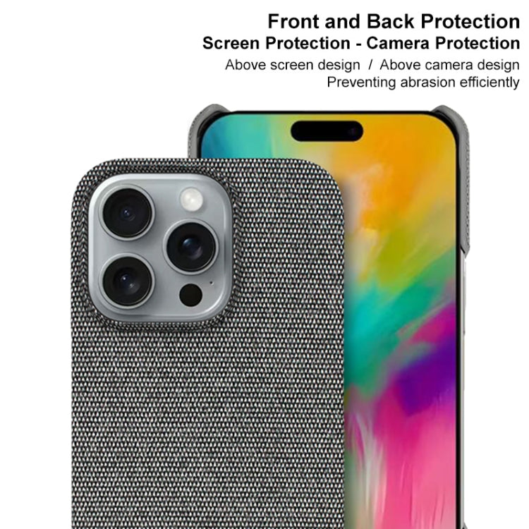 For iPhone 16 Pro imak Ruiyi Series Cloth Texture PU + PC Phone Case(Dark Grey)