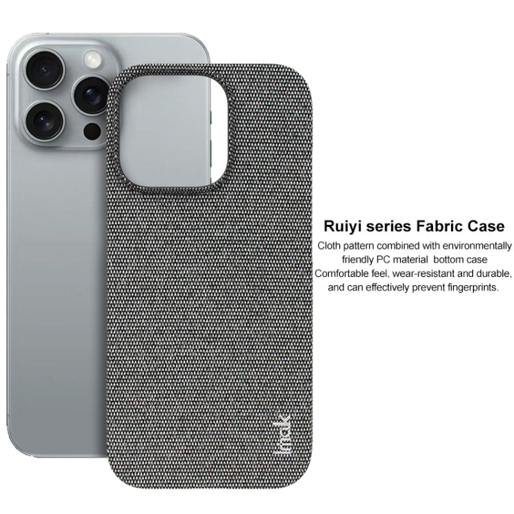 For iPhone 16 Pro imak Ruiyi Series Cloth Texture PU + PC Phone Case(Dark Grey)