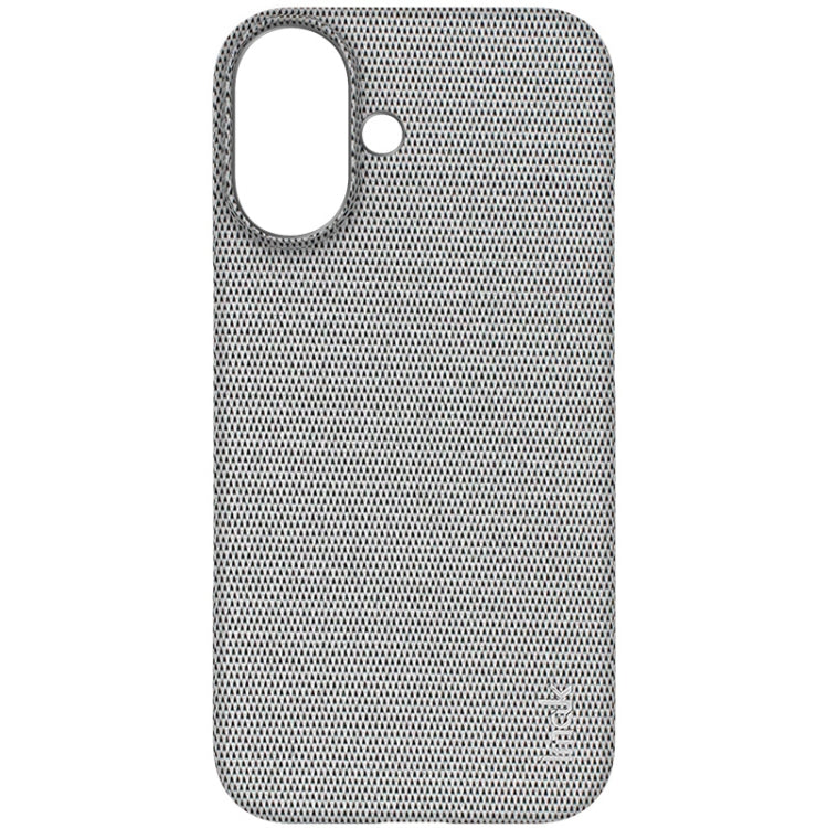 For iPhone 16 imak Ruiyi Series Cloth Texture PU + PC Phone Case(Light Grey)