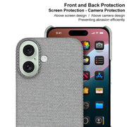 For iPhone 16 imak Ruiyi Series Cloth Texture PU + PC Phone Case(Light Grey)