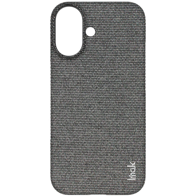 For iPhone 16 imak Ruiyi Series Cloth Texture PU + PC Phone Case(Dark Grey)