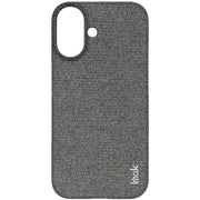 For iPhone 16 imak Ruiyi Series Cloth Texture PU + PC Phone Case(Dark Grey)