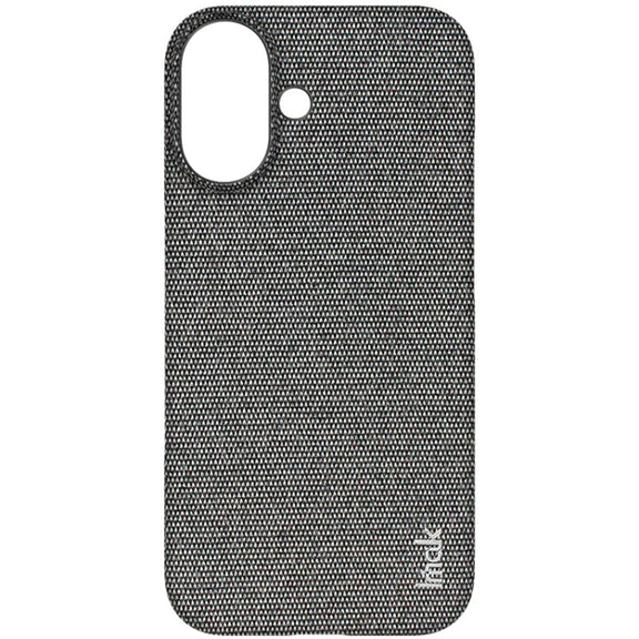 For iPhone 16 imak Ruiyi Series Cloth Texture PU + PC Phone Case(Dark Grey)