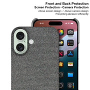 For iPhone 16 imak Ruiyi Series Cloth Texture PU + PC Phone Case(Dark Grey)