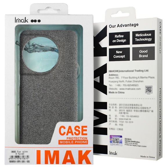 For iPhone 16 imak Ruiyi Series Cloth Texture PU + PC Phone Case(Dark Grey)