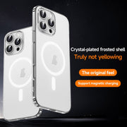 For iPhone 16 Pro Max SULADA Crystal Sand Series Electroplating Frosted MagSafe Magnetic Phone Case(Transparent)