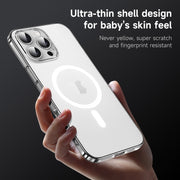For iPhone 16 Pro Max SULADA Crystal Sand Series Electroplating Frosted MagSafe Magnetic Phone Case(Transparent)
