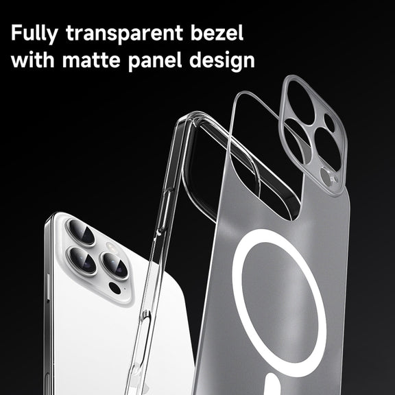 For iPhone 16 Pro Max SULADA Crystal Sand Series Electroplating Frosted MagSafe Magnetic Phone Case(Transparent)