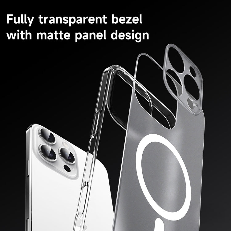 For iPhone 16 Pro Max SULADA Crystal Sand Series Electroplating Frosted MagSafe Magnetic Phone Case(Transparent)