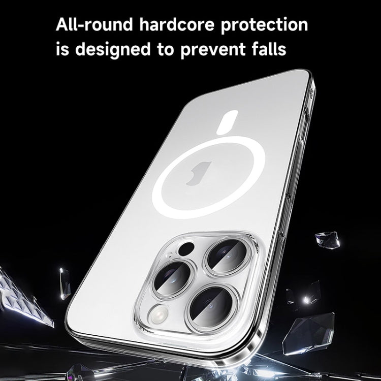 For iPhone 16 Pro Max SULADA Crystal Sand Series Electroplating Frosted MagSafe Magnetic Phone Case(Transparent)