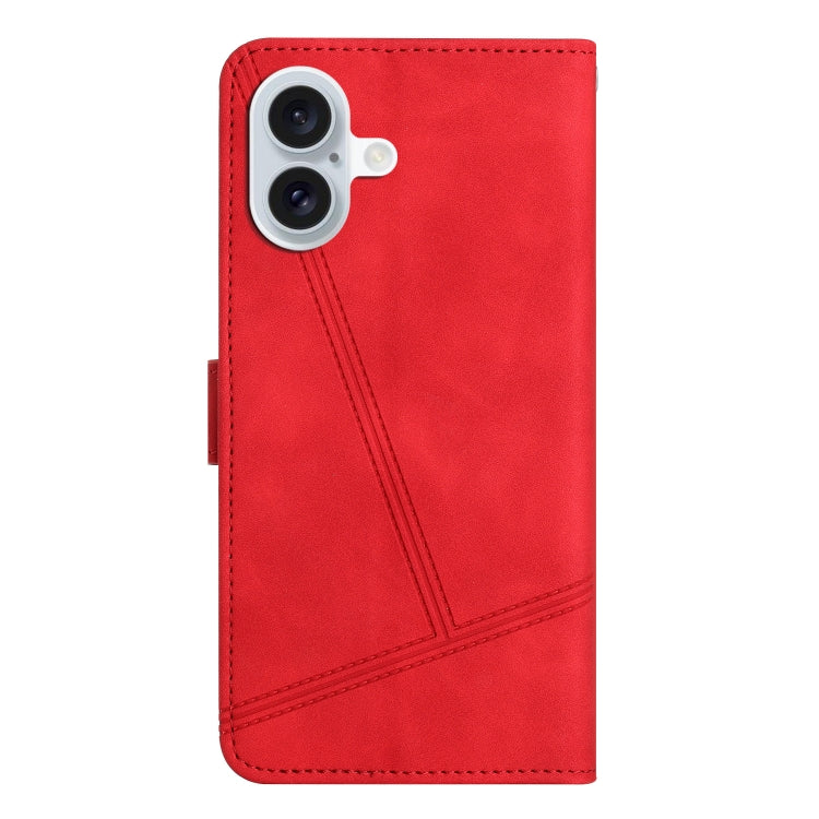For iPhone 16 Skin-feel Stitching Leather Phone Case(Red)