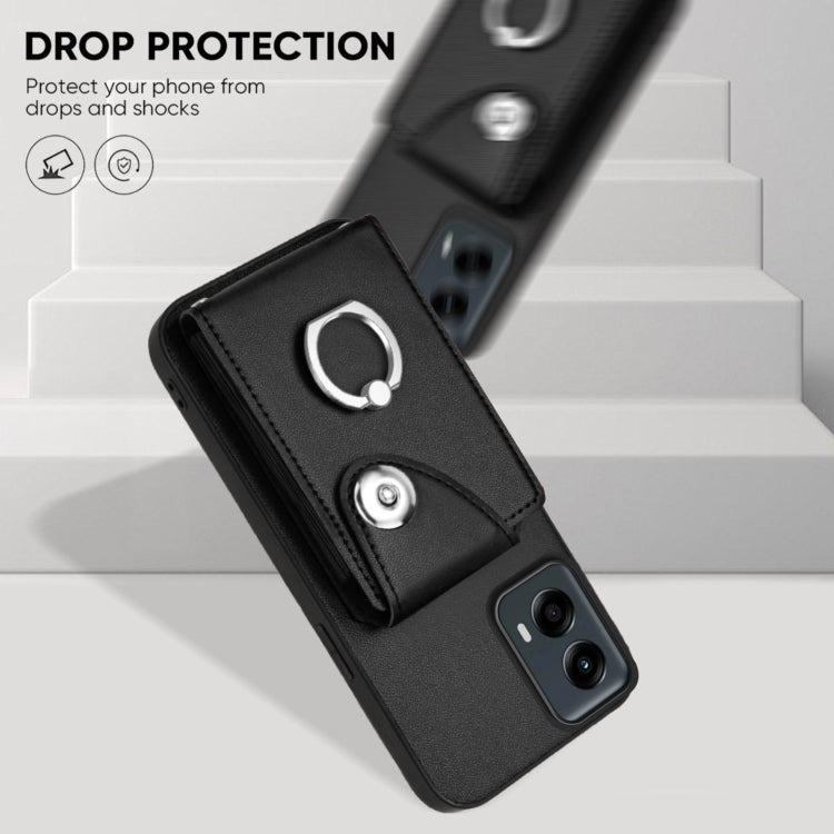 For Motorola Moto G 5G 2024 Organ Card Bag Ring Holder Phone Case(Black)