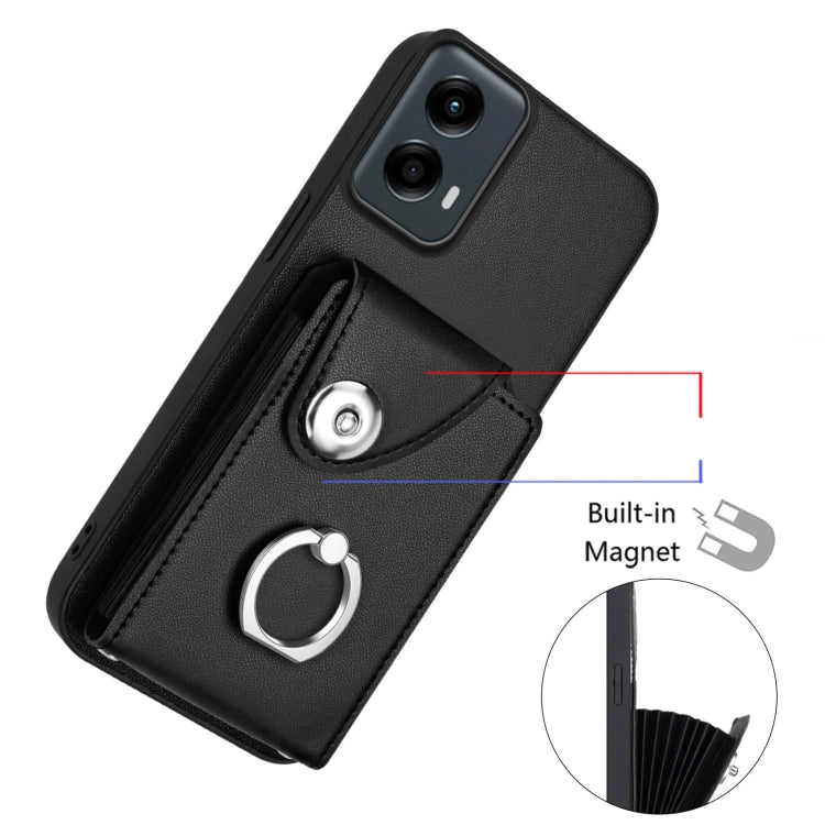 For Motorola Moto G 5G 2024 Organ Card Bag Ring Holder Phone Case(Black)