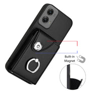 For Motorola Moto G Stylus 5G 2024 Organ Card Bag Ring Holder Phone Case(Black)