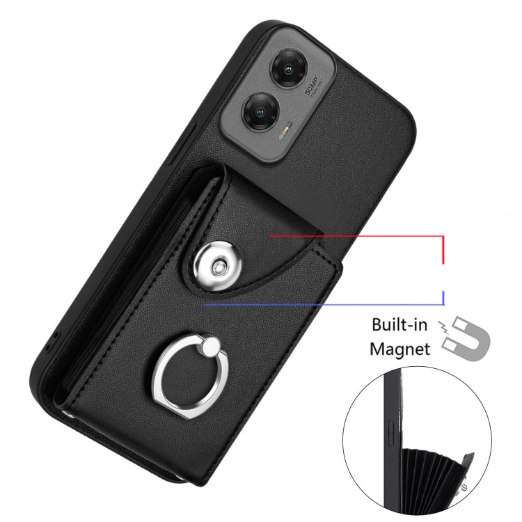 For Motorola Moto G Stylus 5G 2024 Organ Card Bag Ring Holder Phone Case(Black)