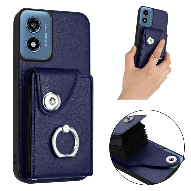 For Motorola Moto G Play 2024 5G Organ Card Bag Ring Holder Phone Case(Blue)