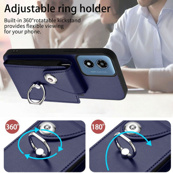 For Motorola Moto G Play 2024 5G Organ Card Bag Ring Holder Phone Case(Blue)