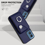 For Motorola Moto G Play 2024 5G Organ Card Bag Ring Holder Phone Case(Blue)