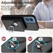 For Motorola Moto G Play 2024 5G Organ Card Bag Ring Holder Phone Case(Black)