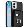 For Motorola Moto G Power 2024 5G Organ Card Bag Ring Holder Phone Case(Black) - Motorola Cases by PMC Jewellery | Online Shopping South Africa | PMC Jewellery | Buy Now Pay Later Mobicred