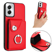 For Motorola Moto G Power 2024 5G Organ Card Bag Ring Holder Phone Case(Red)