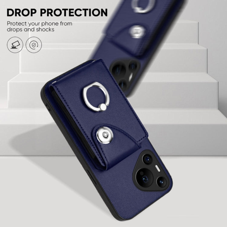 For Huawei Pura 70 Pro / 70 Pro+ Organ Card Bag Ring Holder Phone Case(Blue)