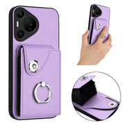For Huawei Pura 70 Pro / 70 Pro+ Organ Card Bag Ring Holder Phone Case(Purple)