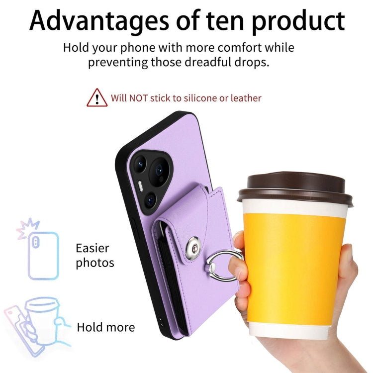For Huawei Pura 70 Pro / 70 Pro+ Organ Card Bag Ring Holder Phone Case(Purple)