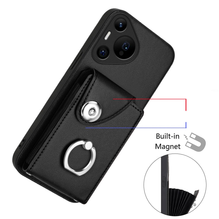For Huawei Pura 70 Pro / 70 Pro+ Organ Card Bag Ring Holder Phone Case(Black)