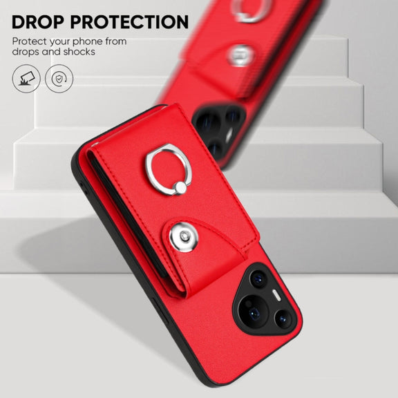 For Huawei Pura 70 Pro / 70 Pro+ Organ Card Bag Ring Holder Phone Case(Red)