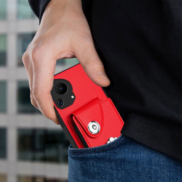 For Huawei Pura 70 Ultra Organ Card Bag Ring Holder Phone Case(Red)