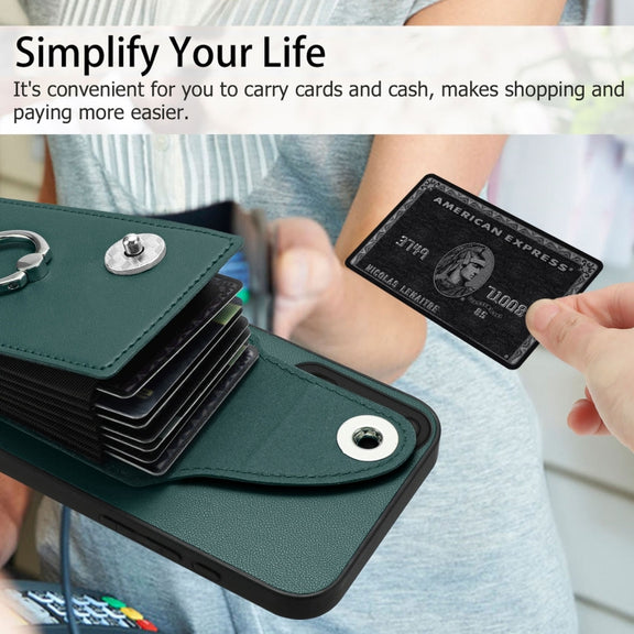 For Huawei Pura 70 Ultra Organ Card Bag Ring Holder Phone Case(Green)