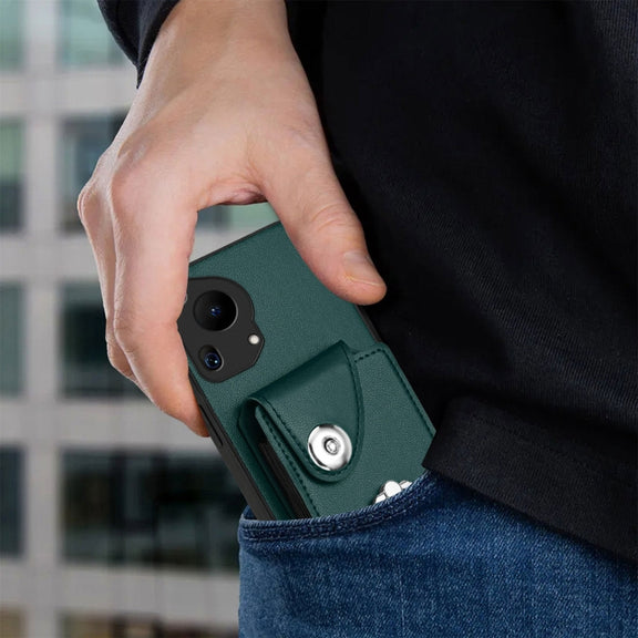For Huawei Pura 70 Ultra Organ Card Bag Ring Holder Phone Case(Green)