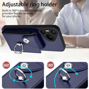 For Huawei Pura 70 Organ Card Bag Ring Holder Phone Case(Blue)