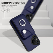 For Huawei Pura 70 Organ Card Bag Ring Holder Phone Case(Blue)