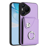 For Huawei Pura 70 Organ Card Bag Ring Holder Phone Case(Purple)