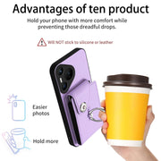 For Huawei Pura 70 Organ Card Bag Ring Holder Phone Case(Purple)
