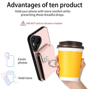 For Huawei Pura 70 Organ Card Bag Ring Holder Phone Case(Pink)